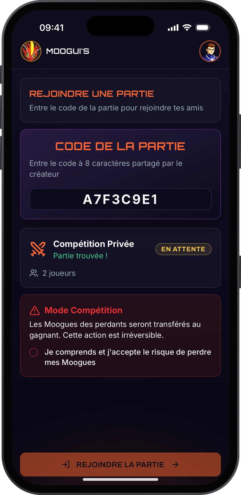 Rejoindre une partie Moogui's